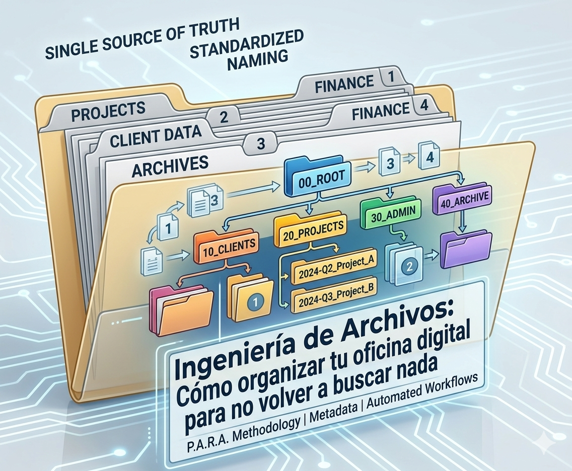 Ingeniería de Archivos: Cómo organizar tu oficina digital para no volver a buscar nada