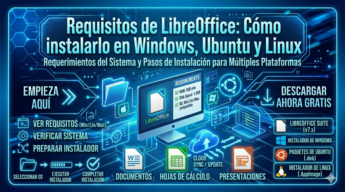 Requisitos de LibreOffice: Cómo instalarlo en Windows, Ubuntu y Linux