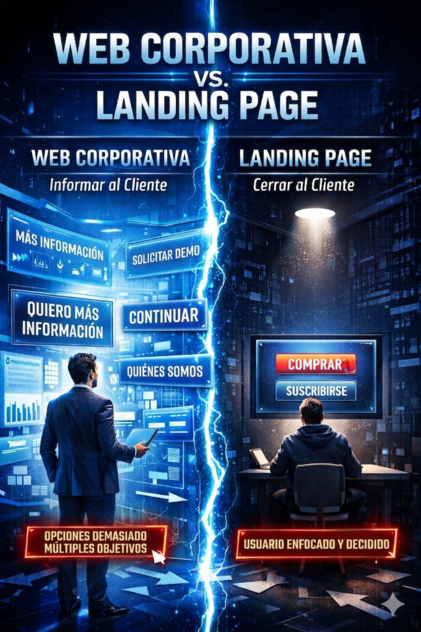 Web corporativa vs. Landing Page: La diferencia entre informar a tu cliente y cerrarlo en una habitación a solas